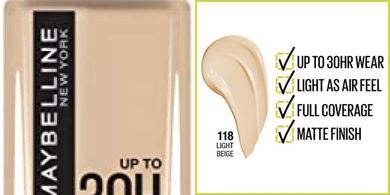 Maybelline Super Stay Full Coverage Matte Liquid Foundation (Light Beige)
