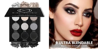 Maki Yika 9-Color Smoky Eyeshadow Palette (Black/Grey)
