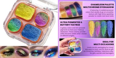 UCANBE Multichrome Chameleon Eyeshadow Palette: 4 Holographic Glitters
