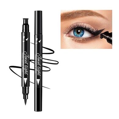 Dual-Ended Winged Liner Pen: Stamp & Felt Tip, Waterproof & Smudgeproof
