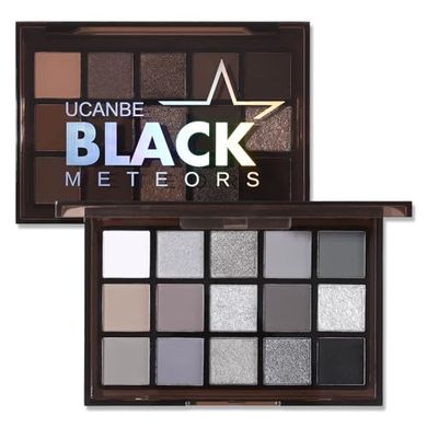 UCANBE Smokey Black Eyeshadow Palette: 15 High-Pigment Shades for Everyday & Halloween
