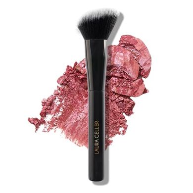 Laura Geller Angled Blush Brush: Dense Bristles, Black Wood Handle
