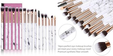 DUAIU 16-Piece Premium Eye Makeup Brush Set with Cosmetic Bag
