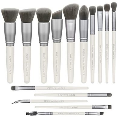 Zoreya 15-Piece Bamboo Charcoal Makeup Brush Set (White)
