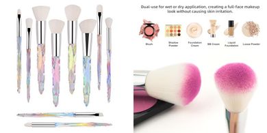 10-Piece Essential Makeup Brush Set with Clear Handles
