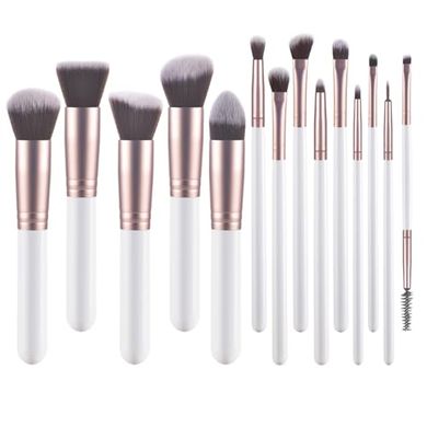 14-Piece Premium White Synthetic Makeup Brush Set
