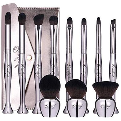 Oneleaf 11-Piece Premium Synthetic Makeup Brush Set (Silver)
