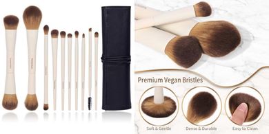 10-Piece Dual-Ended Makeup Brush Set for Face & Eyes
