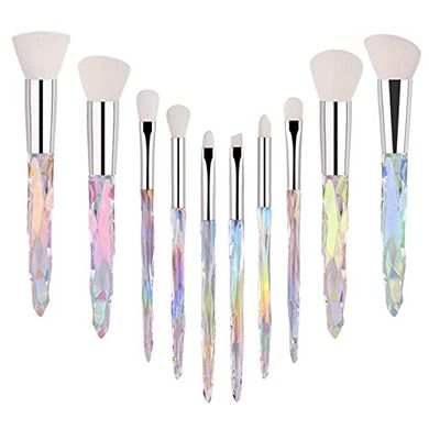 Rainbow Crystal Handle Makeup Brush Set (10 pcs)
