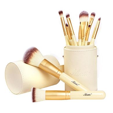 Matto 10-Piece Golden Makeup Brush Set with Holder
