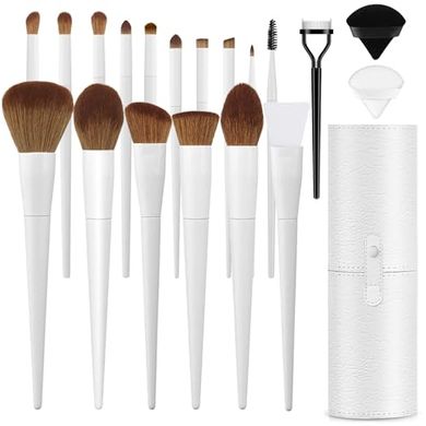 Professional 20-Piece Makeup Brush Set with Case & Puffs
