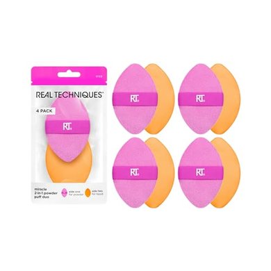 Real Techniques Miracle Dual-Sided Powder Puffs: 4 Reusable Sponges