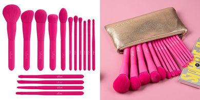 15-Piece Premium Synthetic Makeup Brush Set (Hot Pink)
