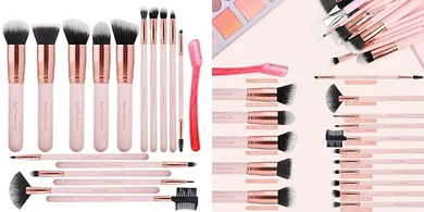 Real Perfection 16-Piece Makeup Brush Set with Razor (Pink)