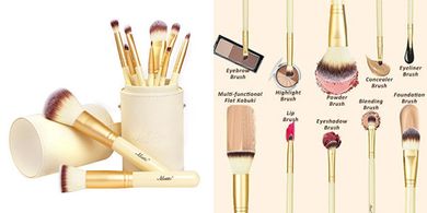 Matto 10-Piece Golden Makeup Brush Set with Holder
