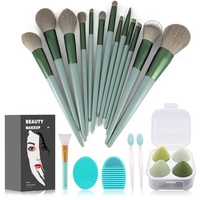 Green 22-Piece Makeup Brush Set
