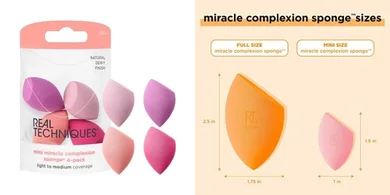 Real Techniques Mini Miracle Sponges: 4 travel-ready, latex-free blending sponges.