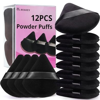 BEAKEY 12-Piece Triangle Powder Puffs for Face Makeup