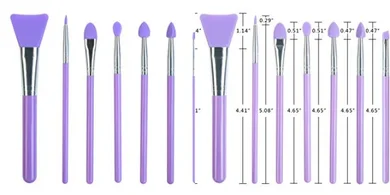 Purple Silicone Makeup & Craft Brush Set (9 pcs)