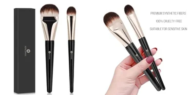 KINGMAS 2-Piece Premium Foundation & Concealer Brush Set