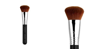 Sigma F47 Multitasker Brush: Blends, contours, buffs foundation, blush, bronzer, & highlighter.