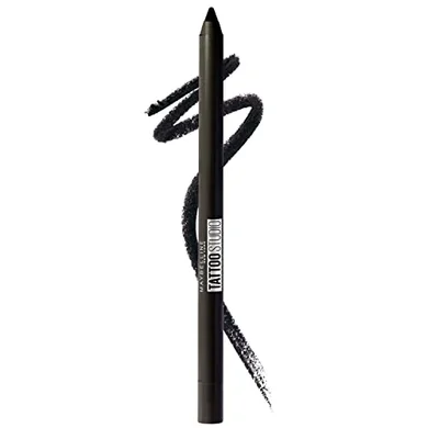 Maybelline TattooStudio Eyeliner: 36-hour waterproof, deep onyx.

