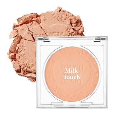 MilkTouch Apricot Bloom Blush: Shimmering, oil-absorbing compact powder.