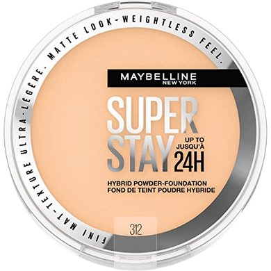 Maybelline Super Stay 24HR Hybrid Powder Foundation, Medium-Full Coverage Matte