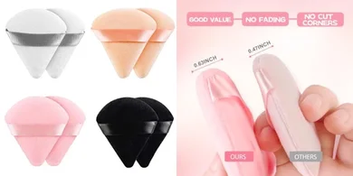 Triangle Makeup Puffs: 8 Soft Velour Sponges