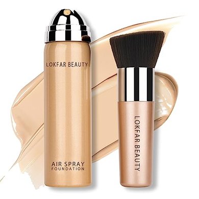 AirBrush Foundation Spray Set: Nude, full coverage, breathable & hydrating.